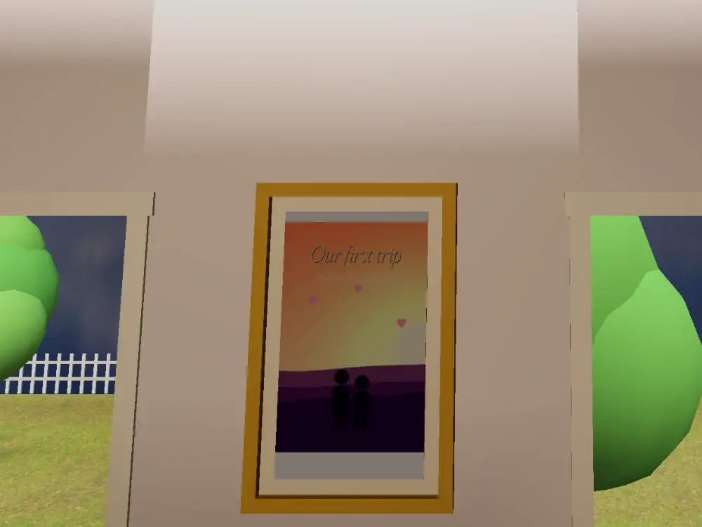 A framed picture above the bed